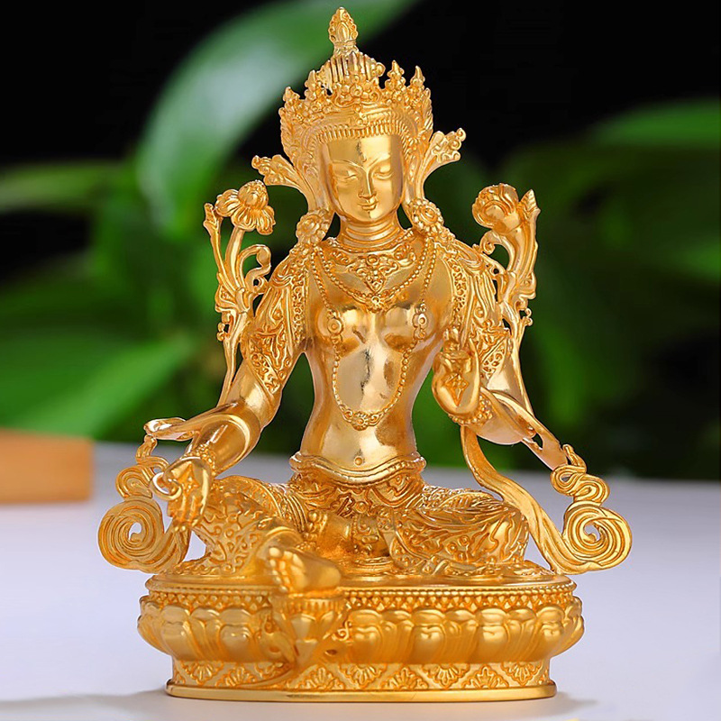 2寸铜绿度母小佛像居家密宗摆件镀金绿度母观音菩萨供奉家用3寸