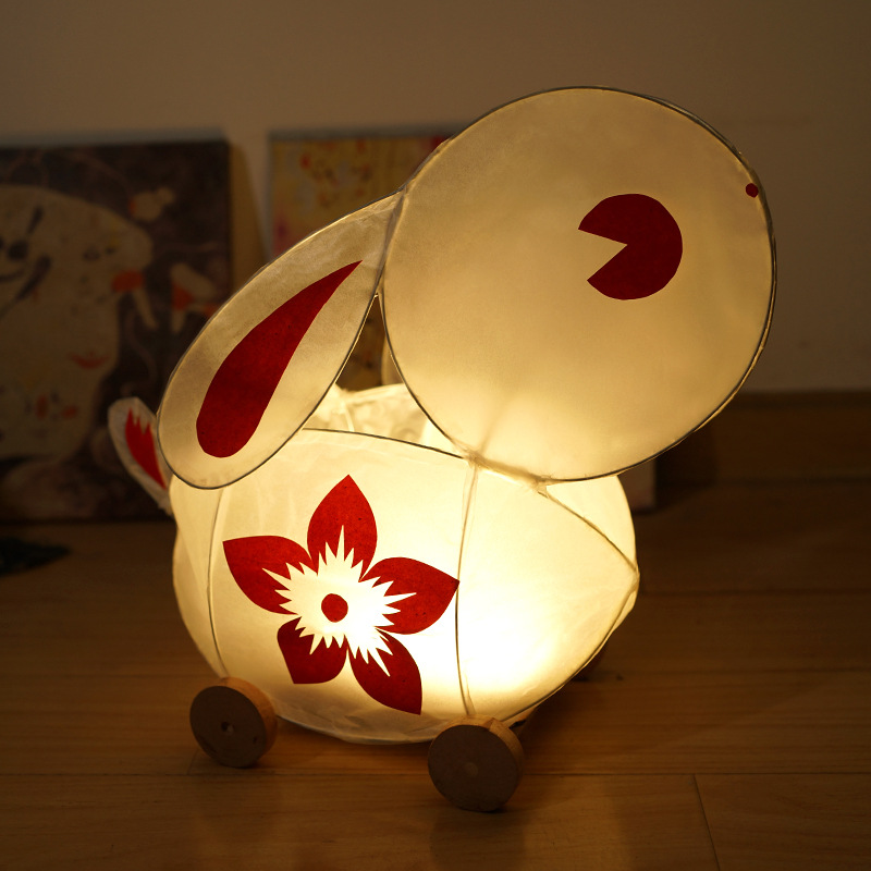 btv4新年灯笼diy手工制作材料包民间手提传统拖拉小兔子花灯装饰