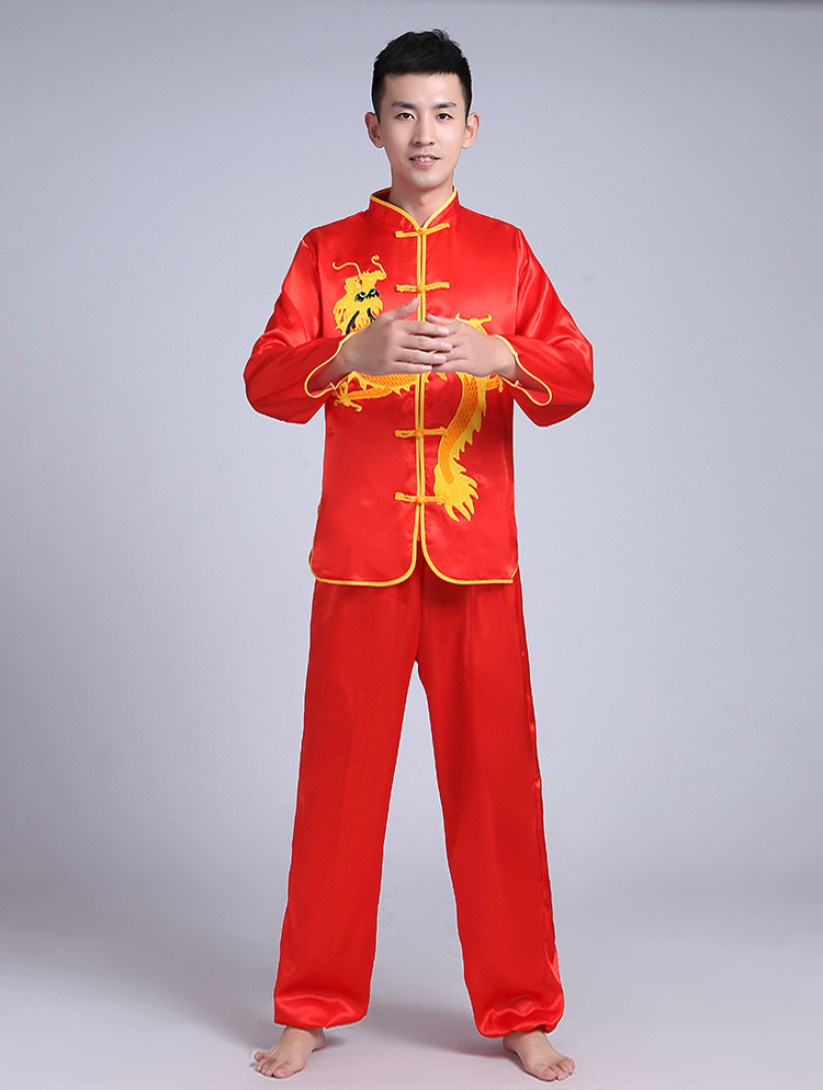 中老年秧歌服演出服男士成人2021新款锣鼓打鼓舞龙舞狮服装武术服