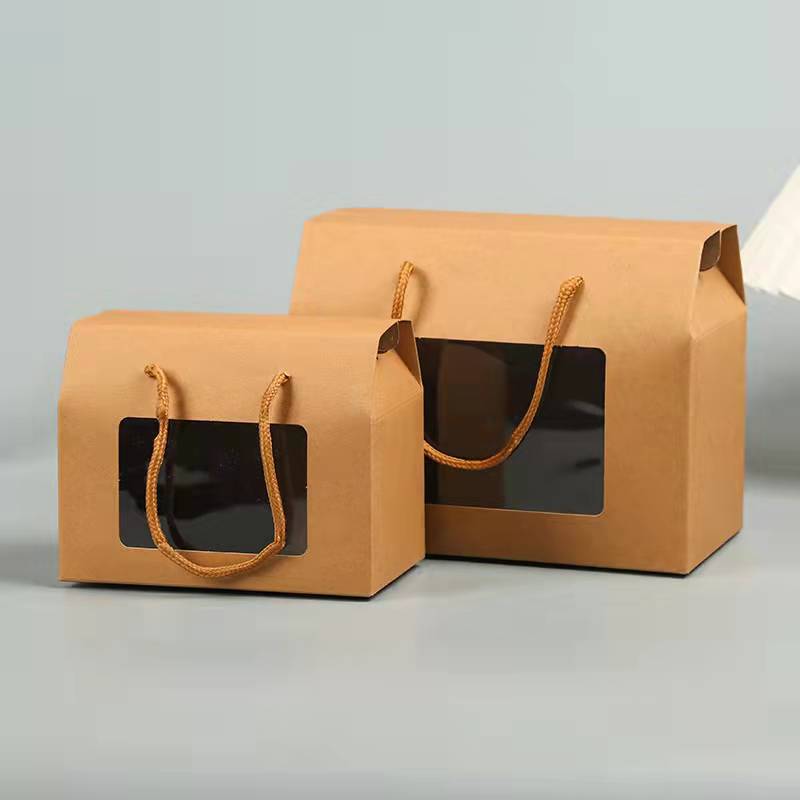 New Window Portable Box Folding Paper Box Gift Box Snack Cookies Vertical Fruit Packing Box Small Gift