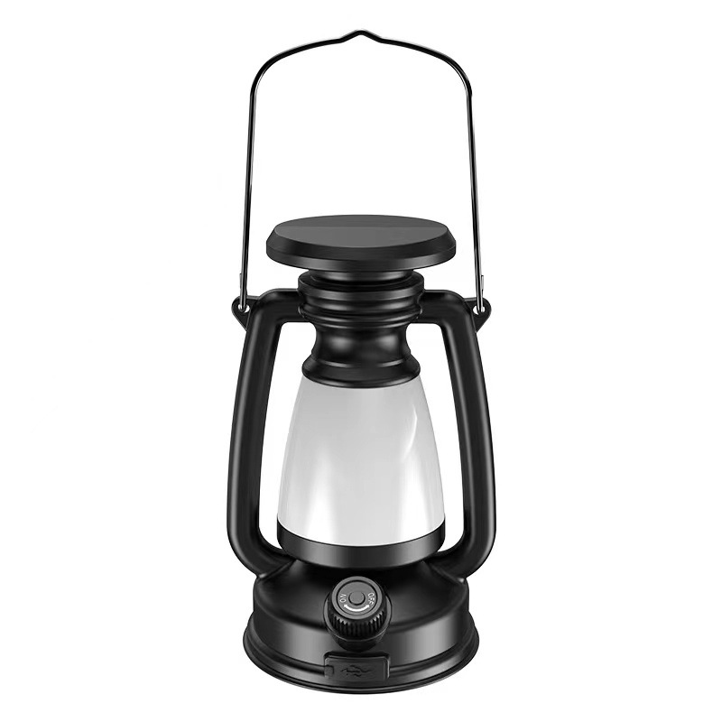 New Outdoor Retro Solar Portable Camping Lantern Charging Lamp Decorative Ambience Light Kerosene Lamp Emergency Light