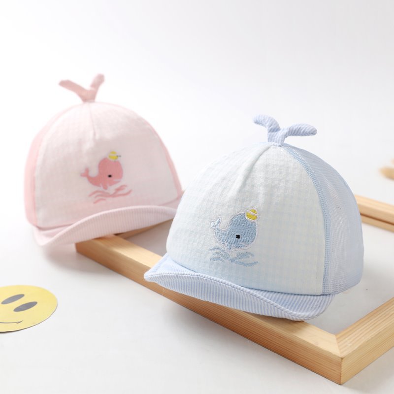 婴儿帽子夏季薄款新生儿男童女宝宝遮阳春夏天防晒软沿网眼鸭舌帽