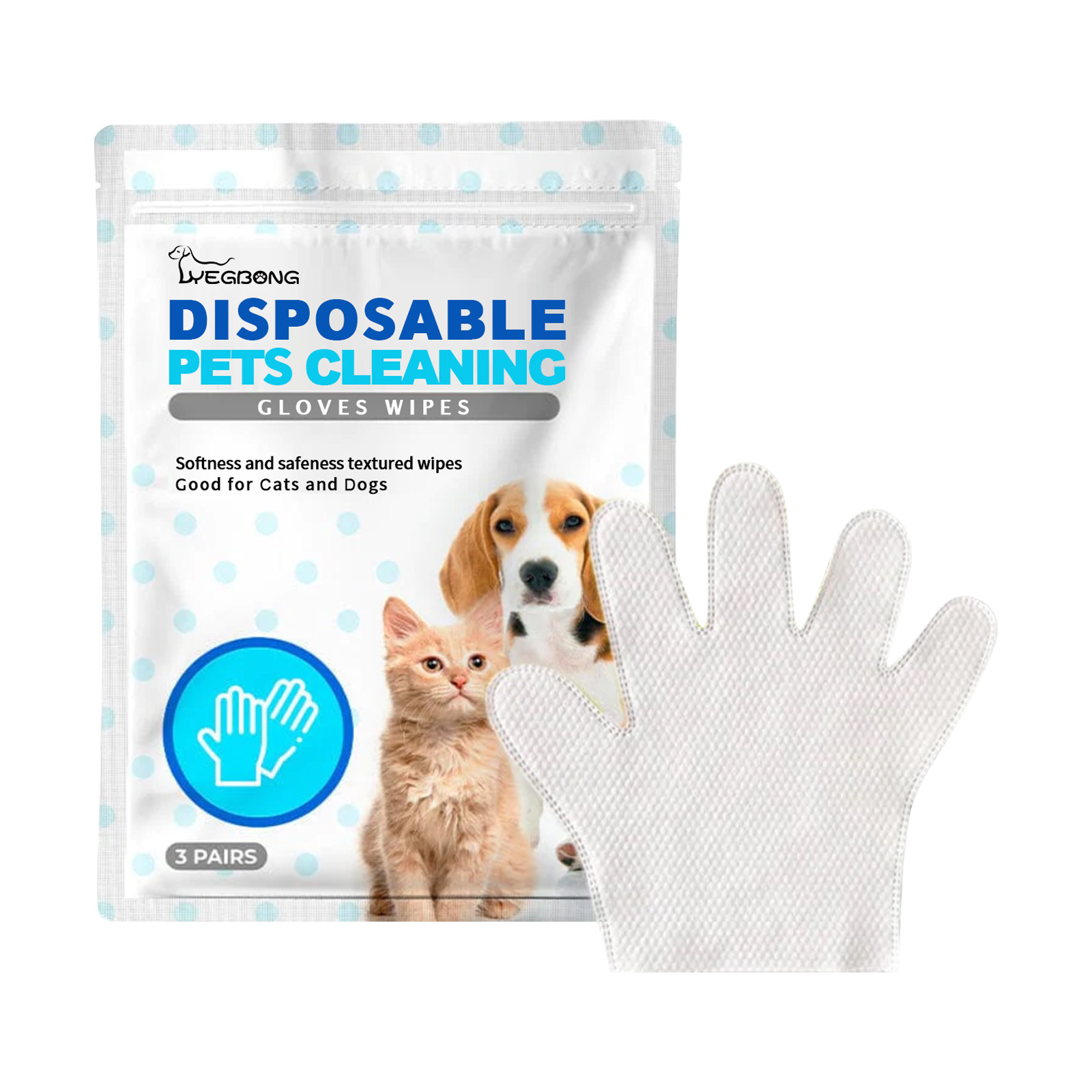Yegbong Disposable Pet Cleaning Gloves Wipes Bath-Free Pet Cleaning Wipes Massage Bath Gloves