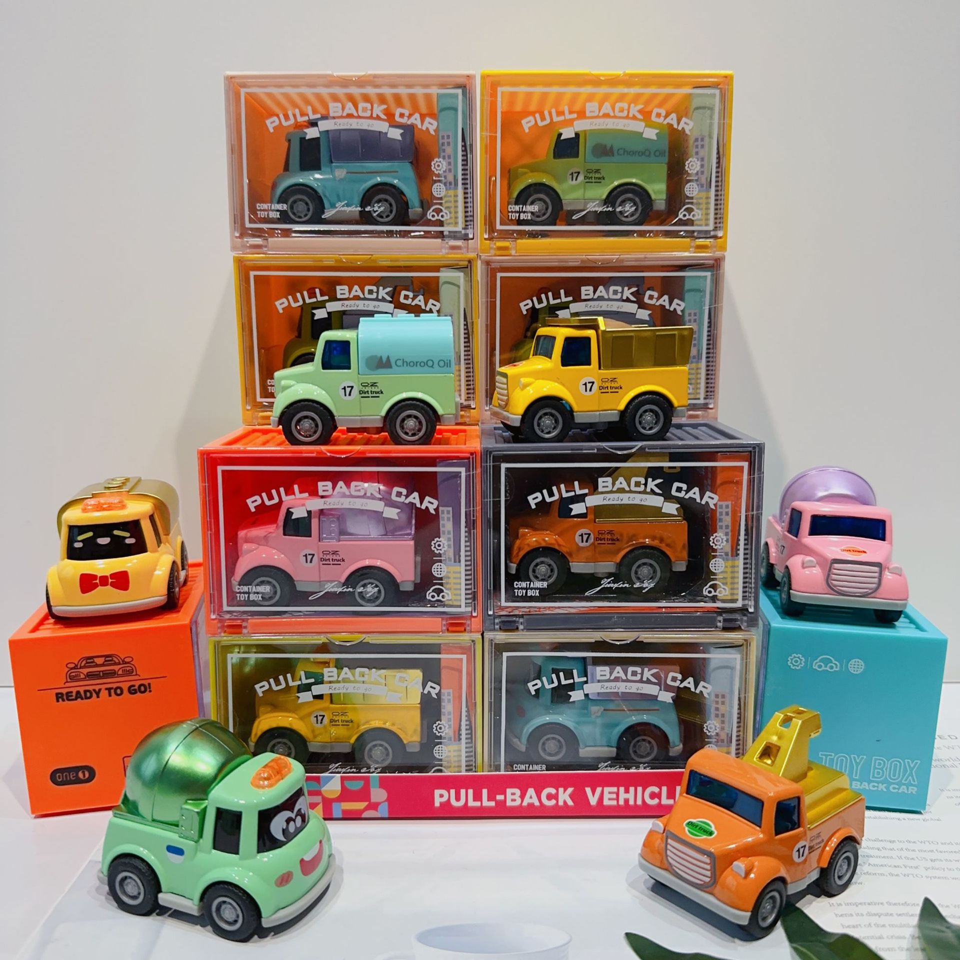 新款合金回力车积木汽车工程车泥头车儿童迷你互动玩具六一礼物