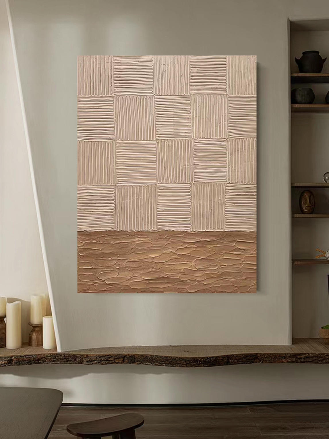 现代简约纯手绘侘寂风抽象油画客厅挂画餐厅装饰画玄关过道装置画