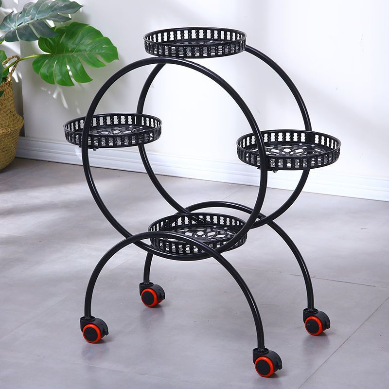 Flower Shop Flower Stand Iron Multi-Layer with Wheels Scindapsus Basin Frame Living Room Balcony Floor Movable Indoor Commodity Shelf