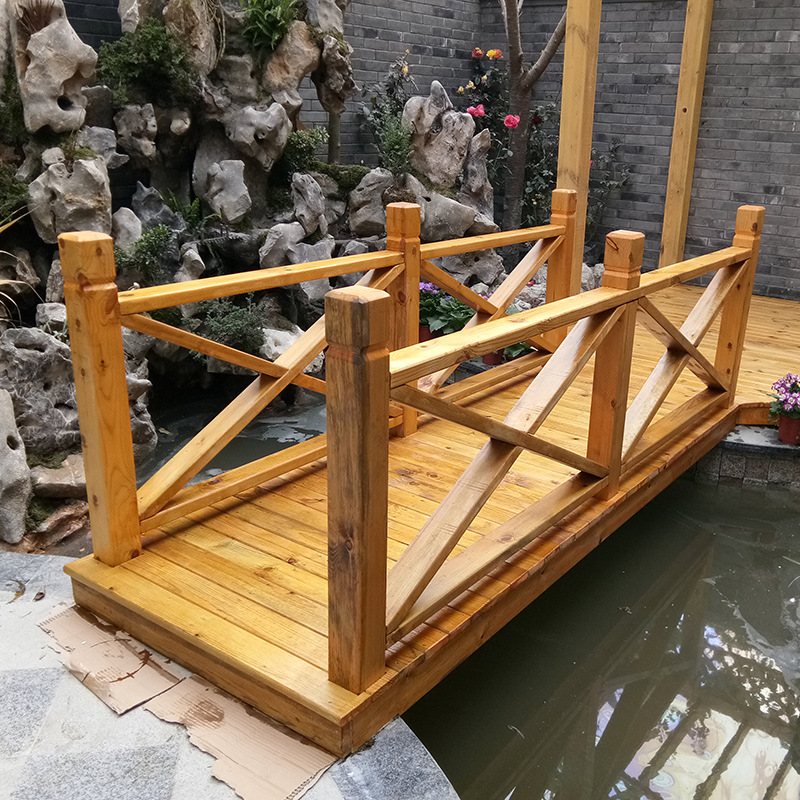 防腐木木桥会所小桥别墅小木桥景观桥公园庭院碳化木乡村花园实木