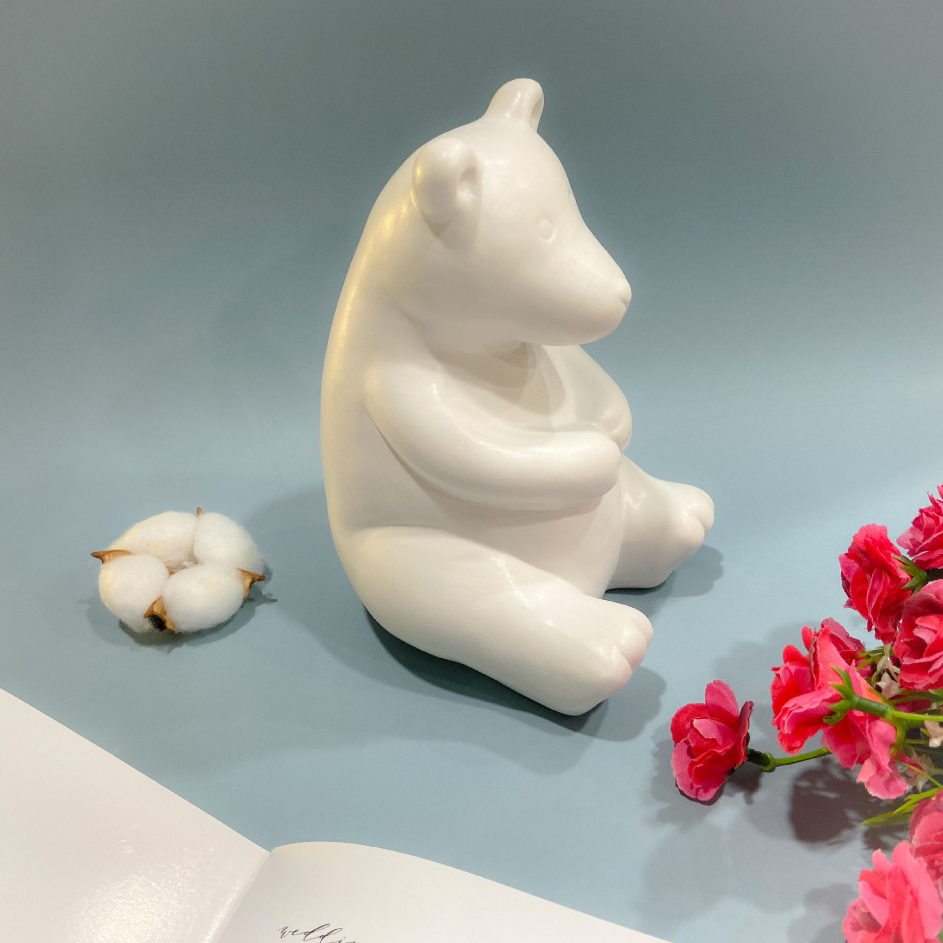 工厂店创意陶瓷工艺品哑光白瓷家居杂货动物摆设品母子北极熊