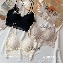 6097固定薄杯 蕾丝V领美背裹胸抹胸可调节细肩带性感时尚女内衣