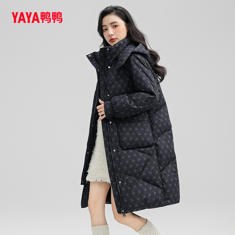 鸭鸭羽绒服女2023年秋季新款中长款连帽时尚休闲保暖外套y-阿里巴巴