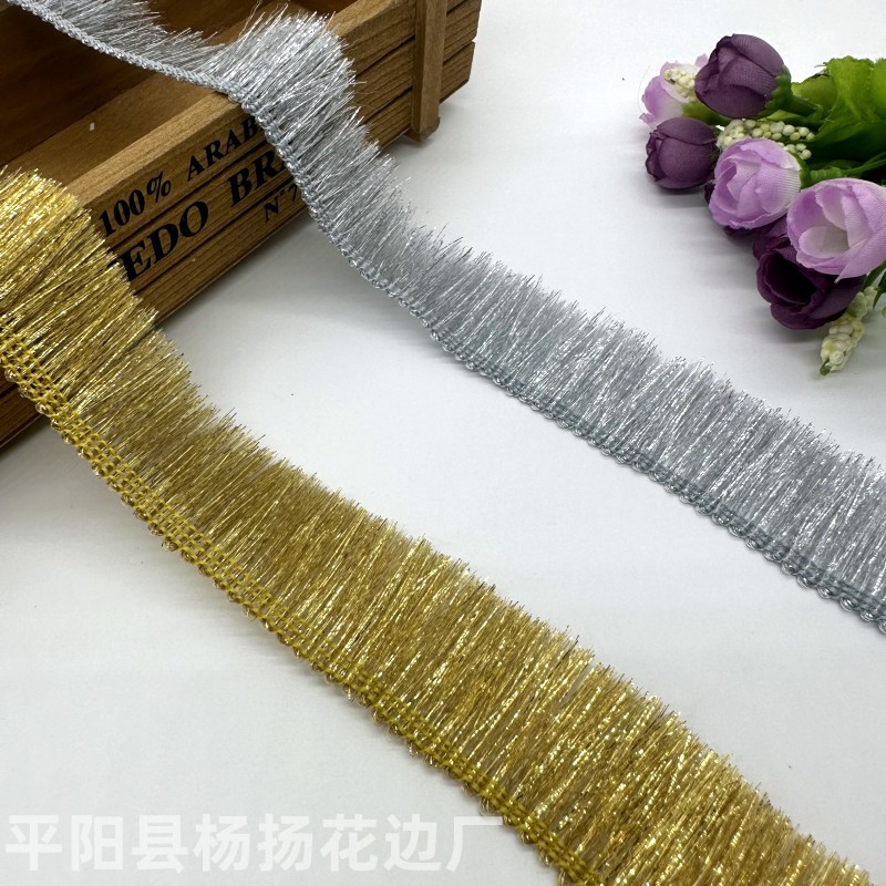 new products in stock golden and silver color cord 4cm fringe multi-specification multi-style shopping clothing home textile decoration diy accessories