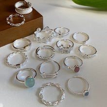 新品素圈宝石戒指女S925纯银小众ins风设计轻奢高级感不掉色指环