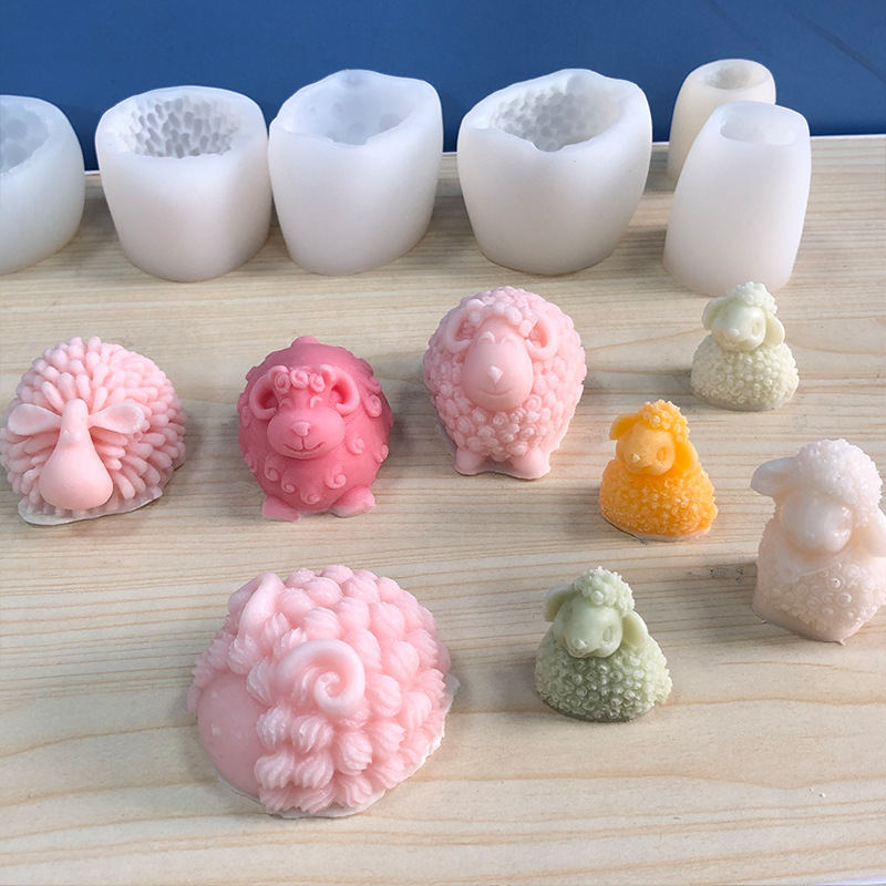 人山 立体小羊香薰蜡烛硅胶模具diy动物石膏滴胶摆件蛋糕烘焙模具