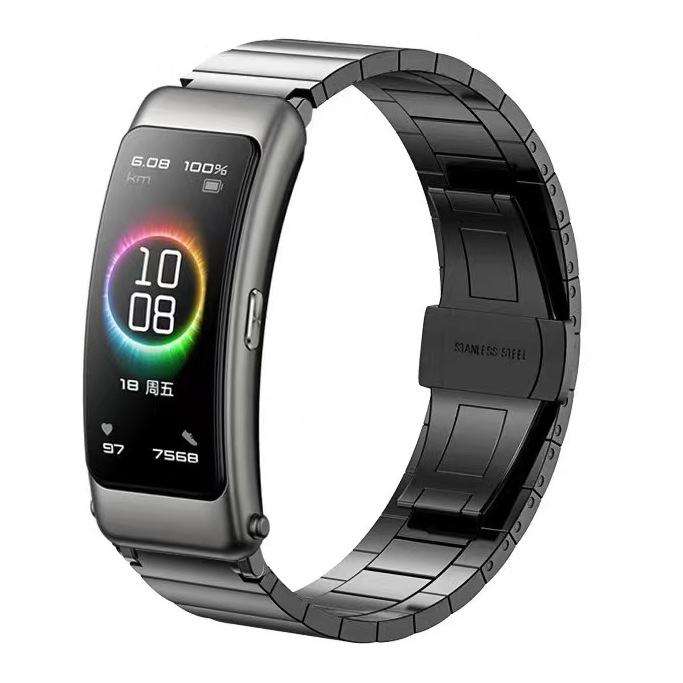 适用华为b7/b6手环16mm竹节一株表带华为b5不锈钢金属