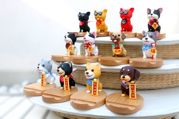 the doggy 盲盒手机懒人支架小狗公仔手机支架摆件柴犬手机座