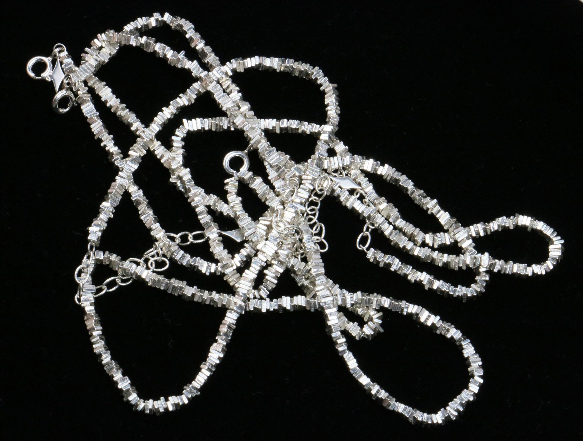 碎银子项链纯手工古法饰品素银热卖通体925纯银裸链波光 粼粼碎粒