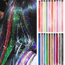 跨境热销欧美Tinsel Hair七彩镭射丝接发假发丝彩色一卡直BB发夹