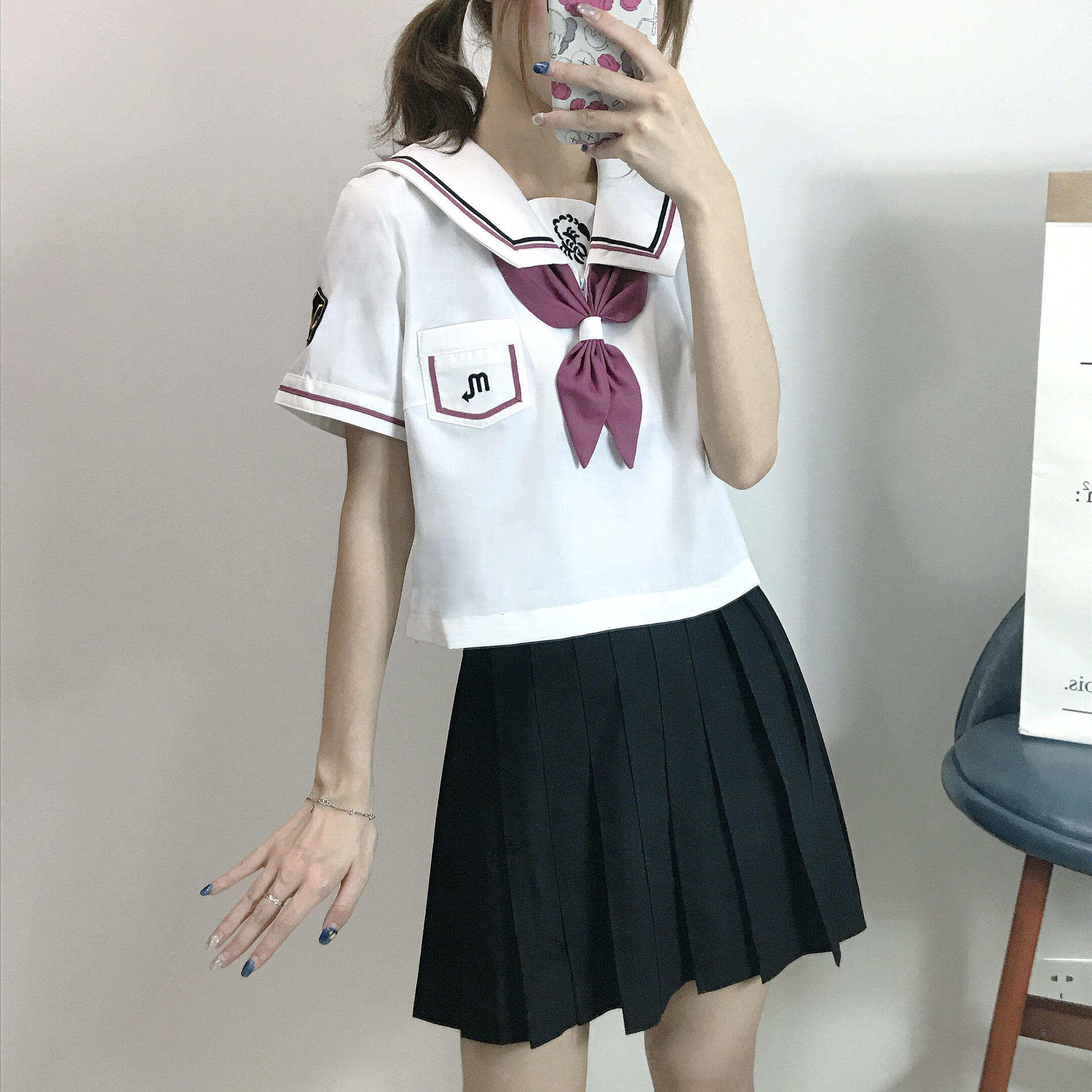 水手服女短袖上衣jk制服套装裙正版夏季连衣裙天蝎座日系夏服基础