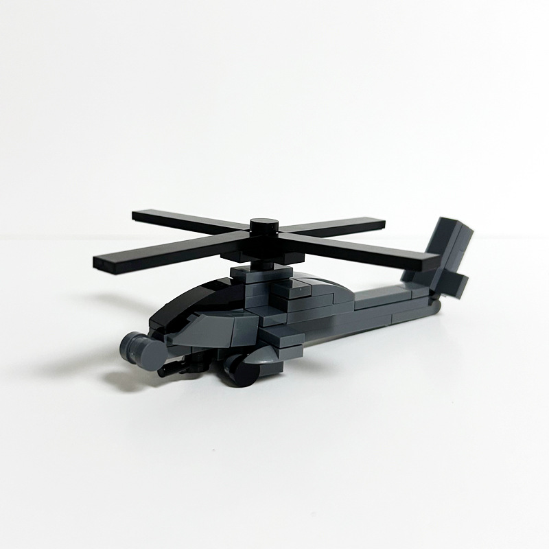 黑鹰直升飞机军事空中武装战斗机模型拼装玩具兼容乐高moc跨境