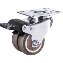 DU2P静音橡胶双排万向轮重型双轴承脚轮方向轮子滑轮家具滚轮1.5/