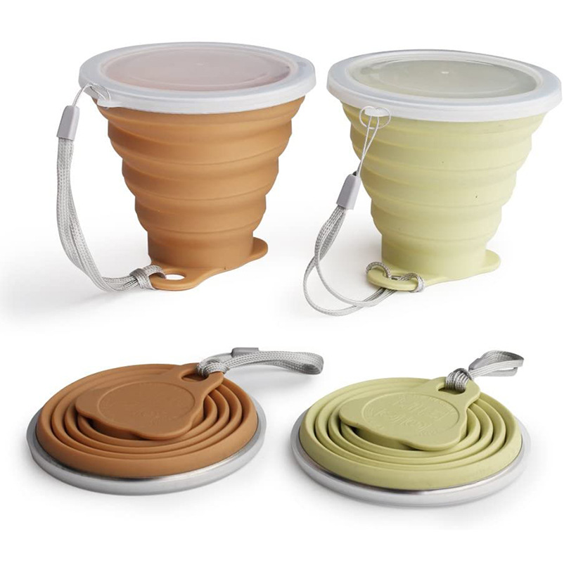 旅行便携可伸缩水杯270ml户外杯子随手水杯 咖啡杯硅胶超薄折叠杯