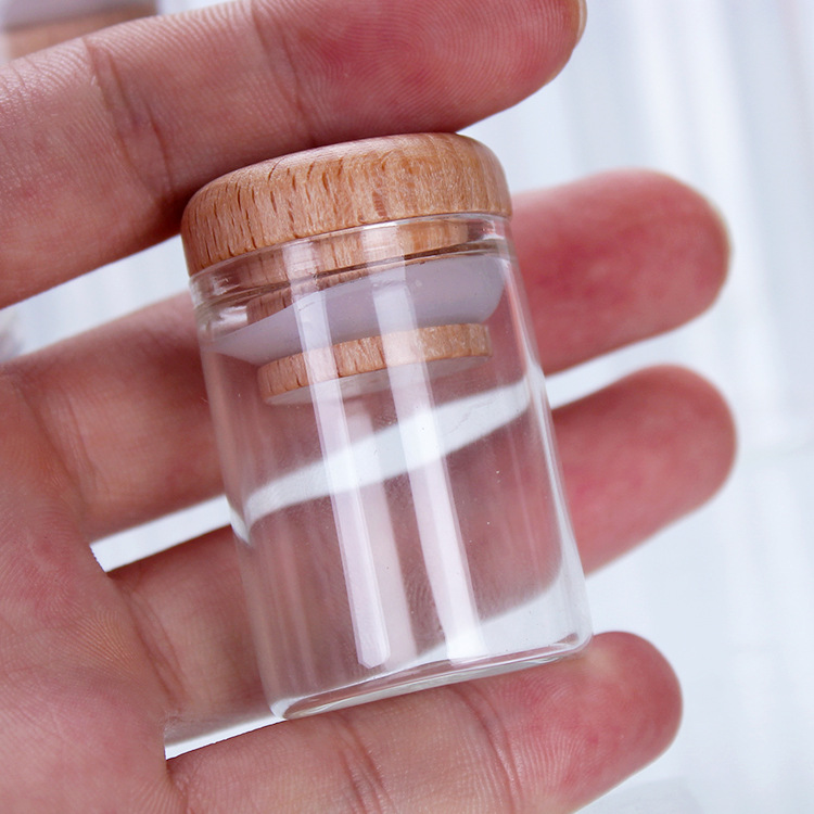 20ml木塞罐玻璃独立产品包装容器广口小瓶试用装logo雕刻印刷