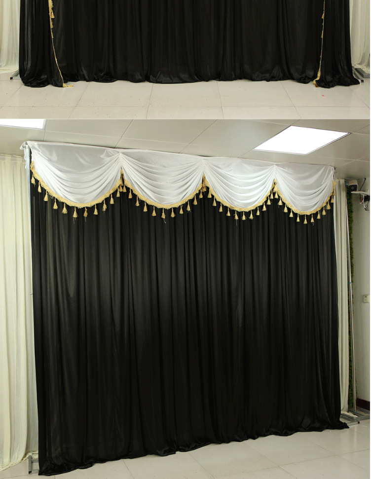 白事布幔礼孝堂殡仪馆布置纱幔灵堂背景布丧事幕布黑白葬礼灵棚布