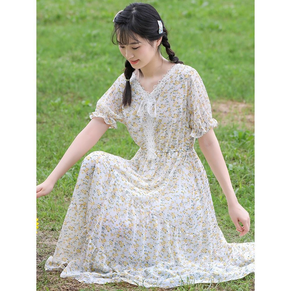 少女连衣裙长款夏季高初中学生夏装仙女大童12岁女孩裙子过膝雪纺