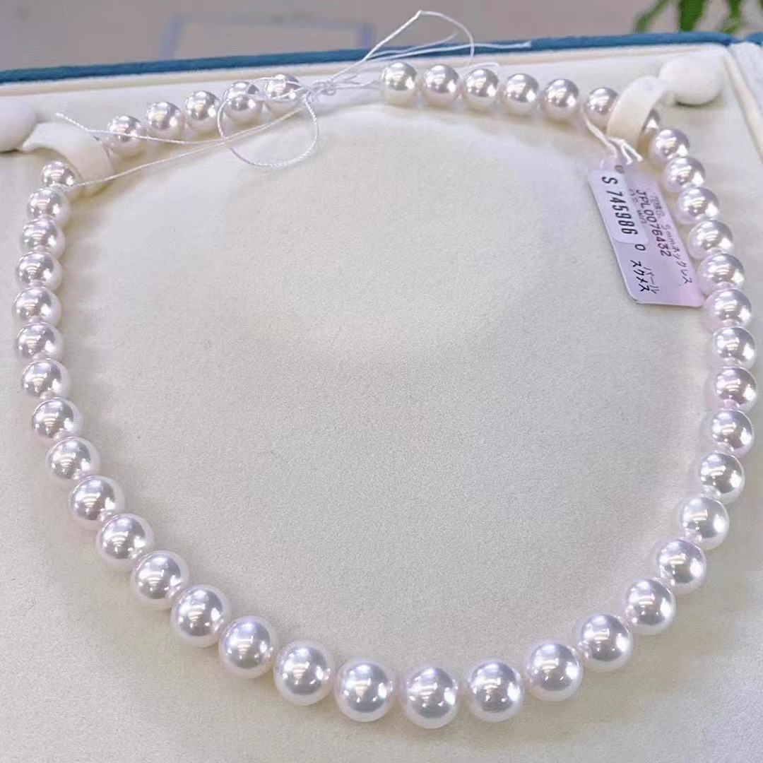 5~9mm日本真科研大证花珠akoya珍珠项链性价比较高搭配s295银扣