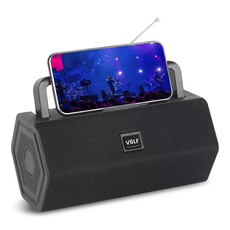 v6布艺蓝牙音箱低音炮收音机带天线音响户外手提便携外贸热卖2021