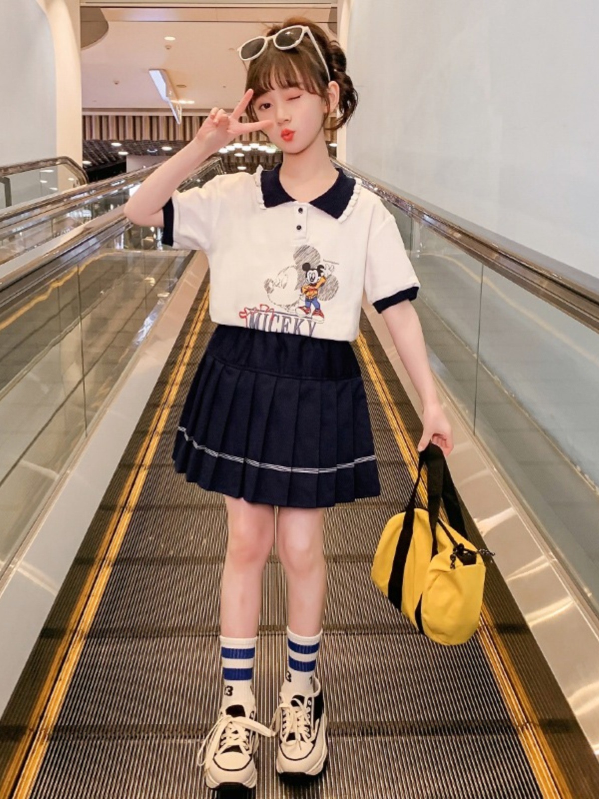 女童夏装套装裙子两件套2023新款洋气jk裙女孩夏季时髦短袖儿童装