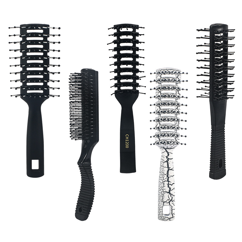 tiktok hot sale men‘s oil head curling comb barber comb scalp massage comb fluffy shape comb plastic rib comb