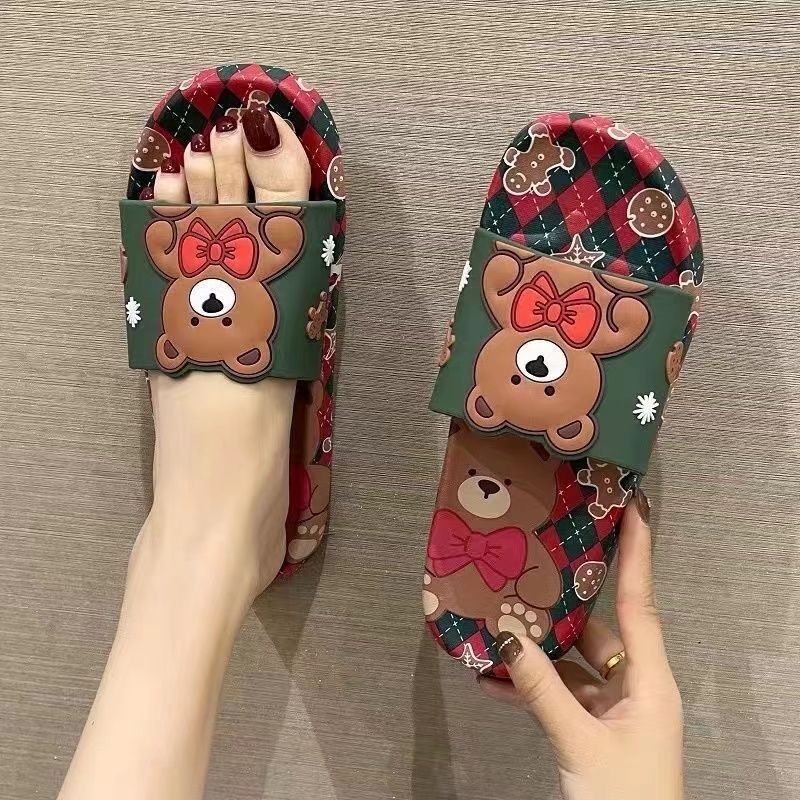 Women's Slippers Summer New Home Bathroom Non Slip Outdoor Thick Bottom Cute Cartoon Ladies' Sandals Trendy Couple Style