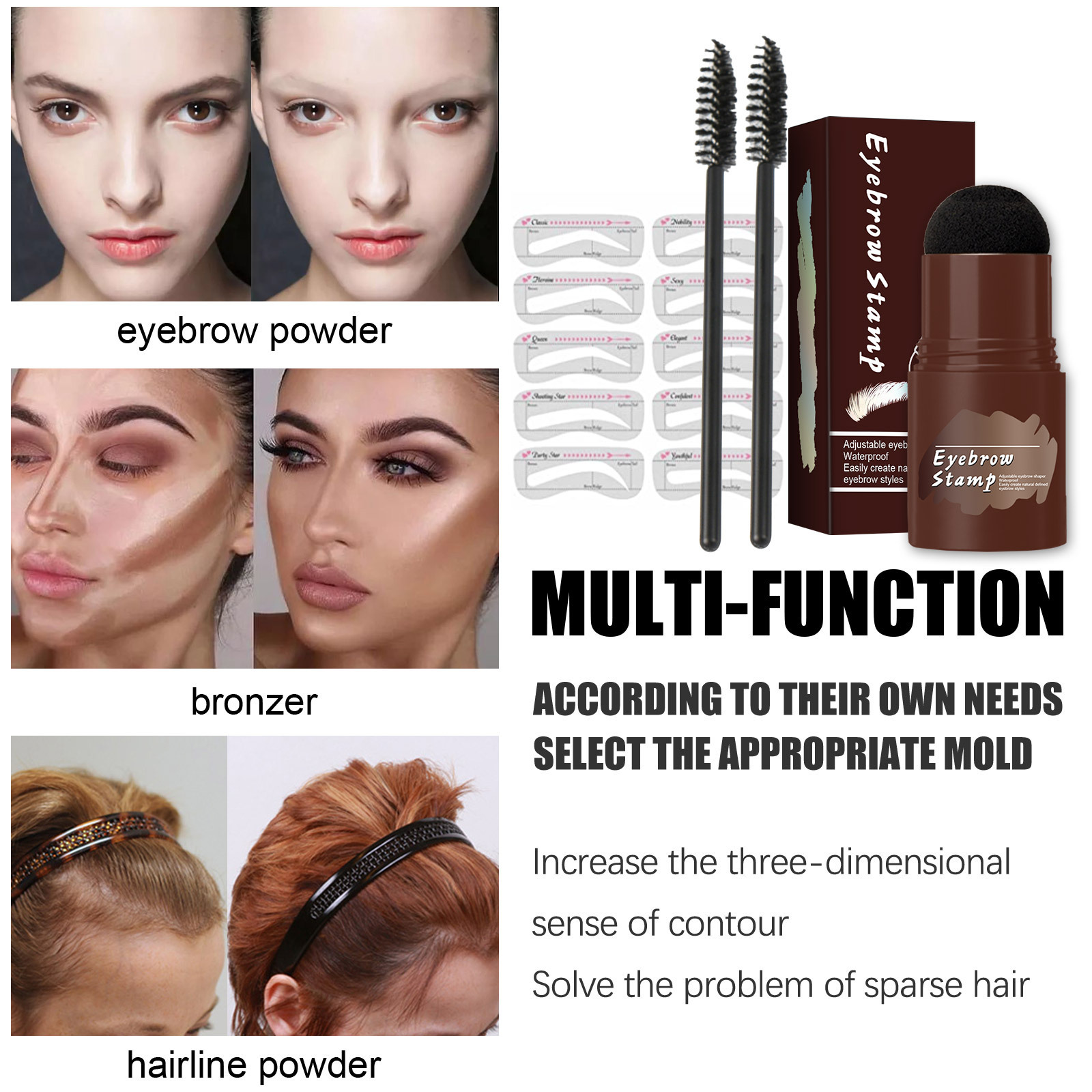 Eyebrow Print Set Eyebrow Quick Makeup Lazy Hairline Powder Repair Naturally Waterproof Repair Shadow Artifact