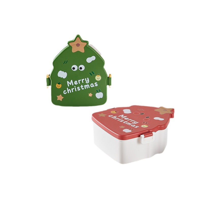 Christmas Tree Lunch Box Food Grade Microwaveable Heating Lunch Box Cross-Border Student Adult Sealed Partitioned Lunch Box