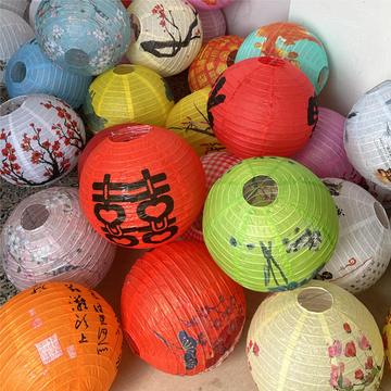 端午六一节日节庆装饰纸灯笼商场走廊过道茶室装饰吊件印花纸灯笼