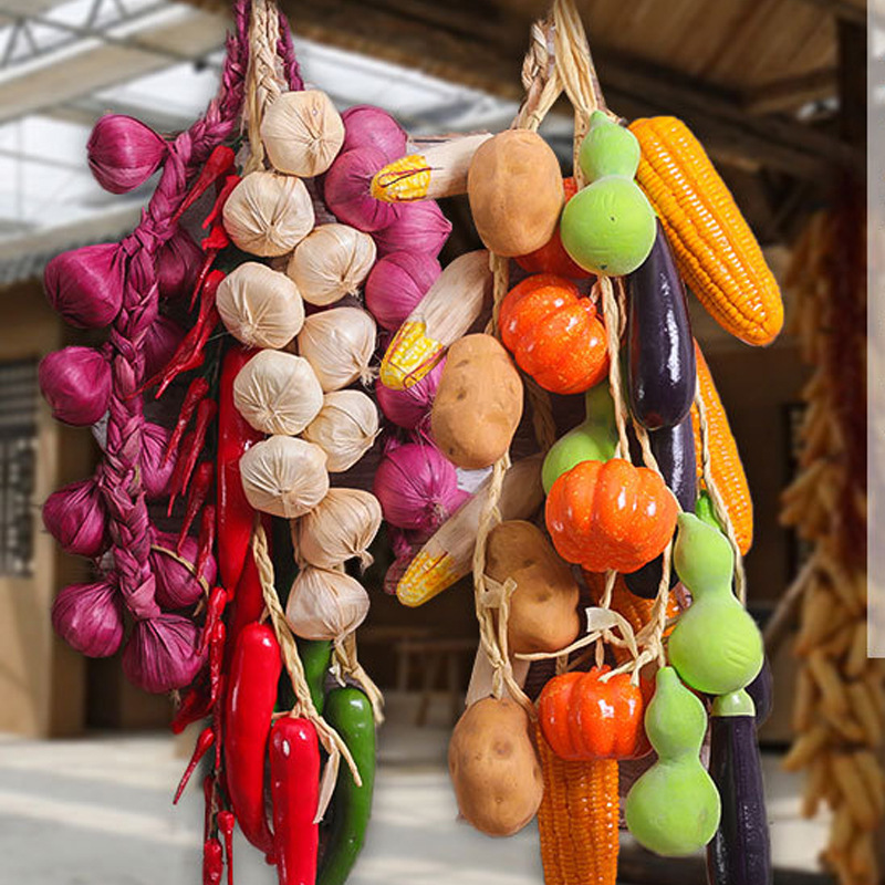 仿真水果蔬菜挂串假玉米辣椒模型农家乐装饰饭店火锅店民宿道具