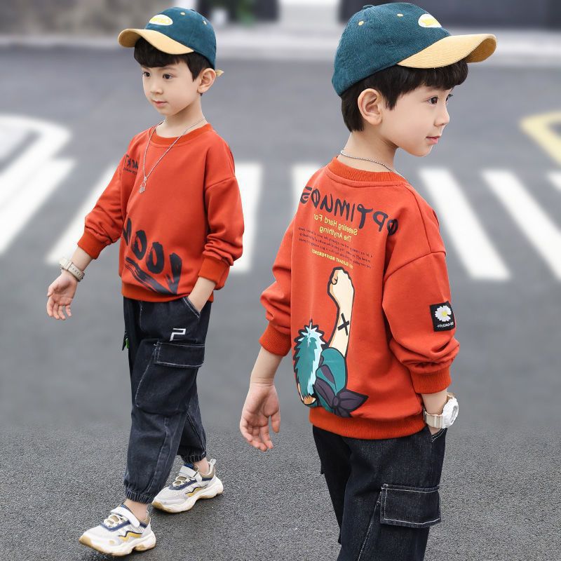 男童卫衣春秋潮款2021新款帅气男孩儿童t恤长袖中大童秋装打底衫