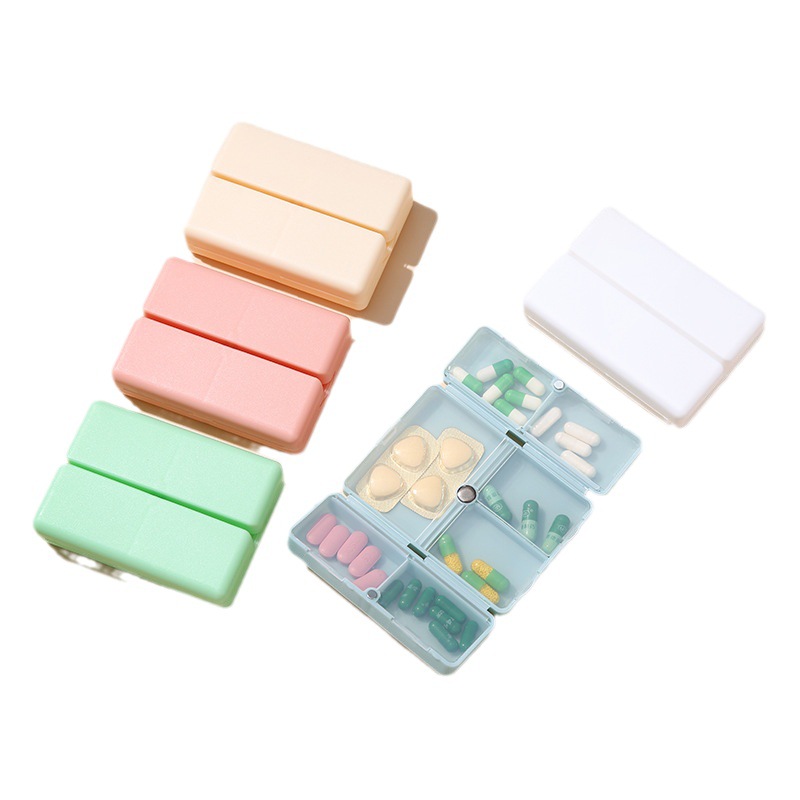 Creative Magnetic 7-Grid Pill Box Portable Large Capacity Packing in a Week Mini Folding Medicine Storage Box Printing for the Elderly