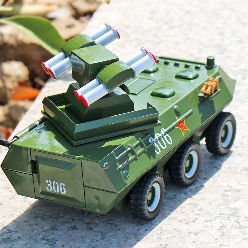 趣乐六轮装甲车玩具合金军事模型回力声光玩具坦克雷达侦察车无盒