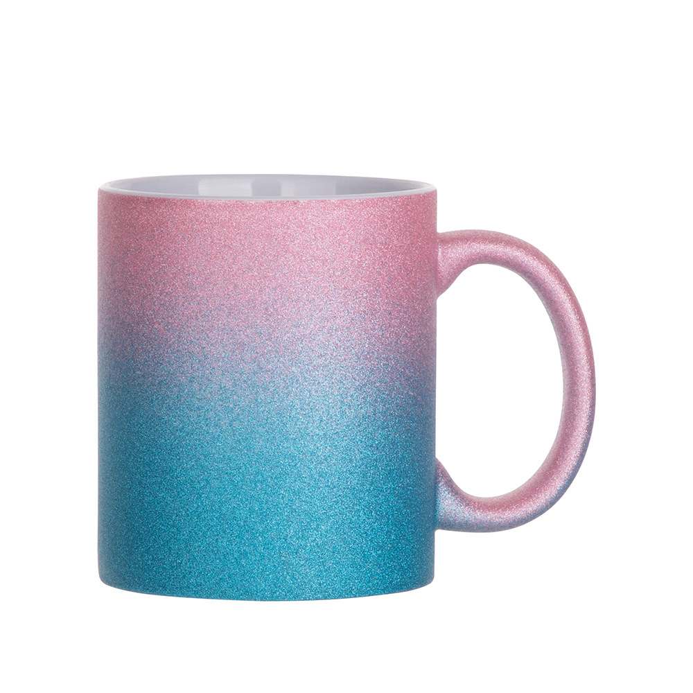 Thermal Transfer Mug Onion Powder Cup Double Color Glitter Sublimation Ceramic Cup 11Oz Glitter Decal Coated Cup