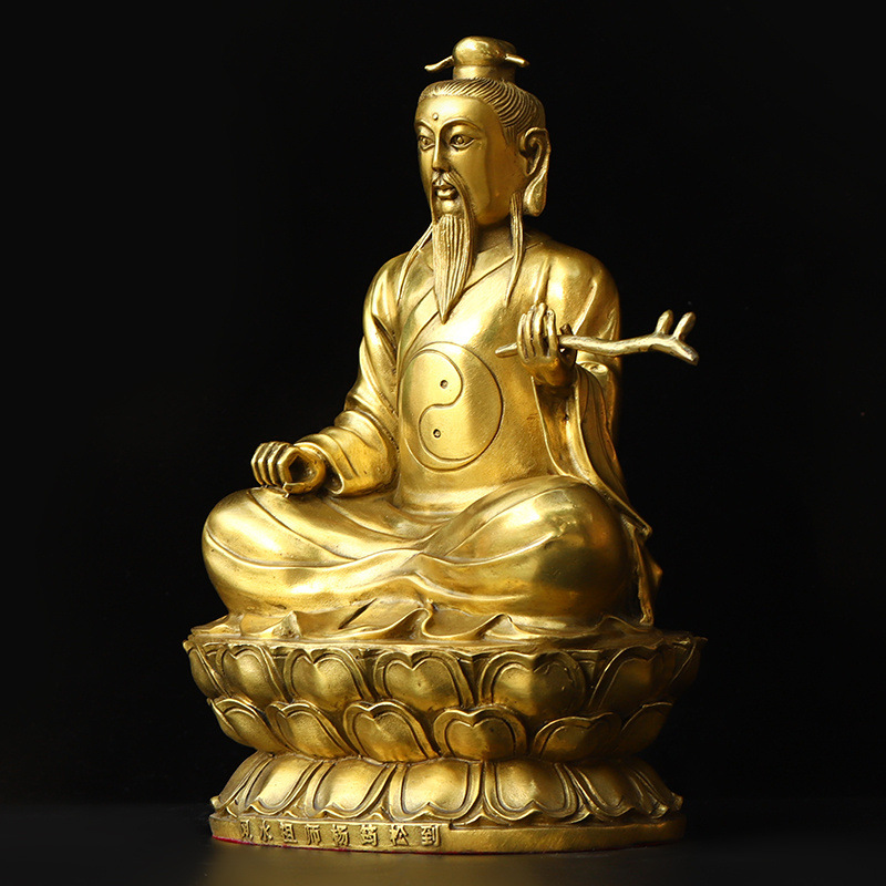 黄铜祖师爷摆件杨筠松铜像风水祖师杨公仙师杨药松宗师佛堂摆件
