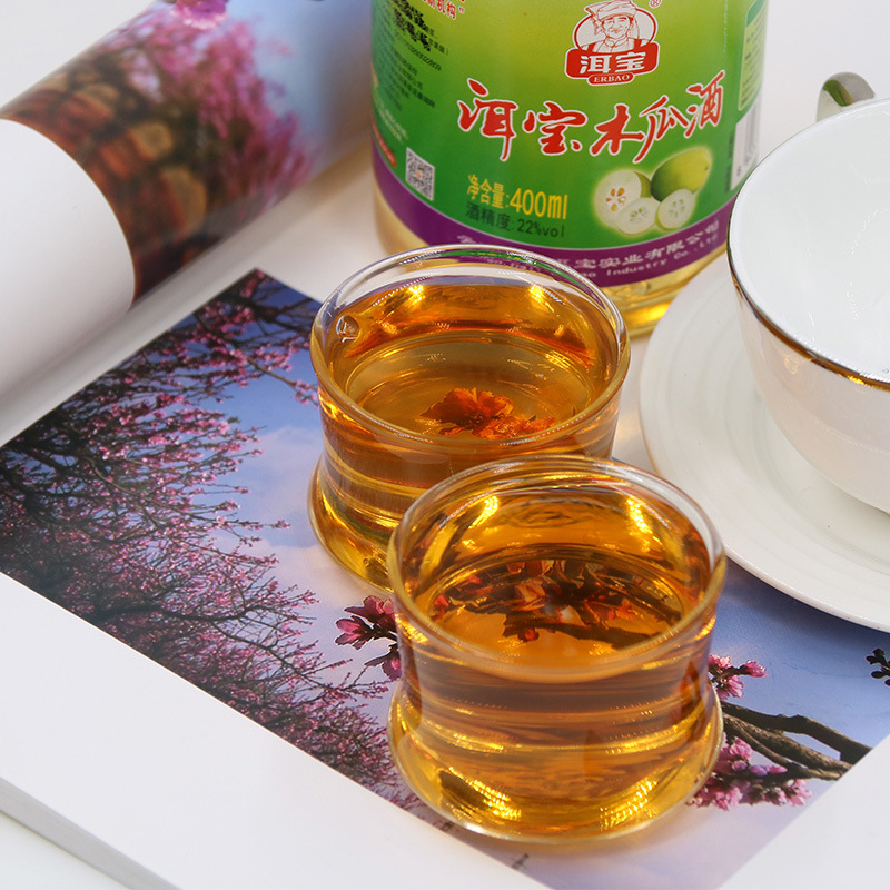 洱宝 木瓜酒400ml/瓶装 云南大理酸木瓜粮食酒泡制 22度低度果酒