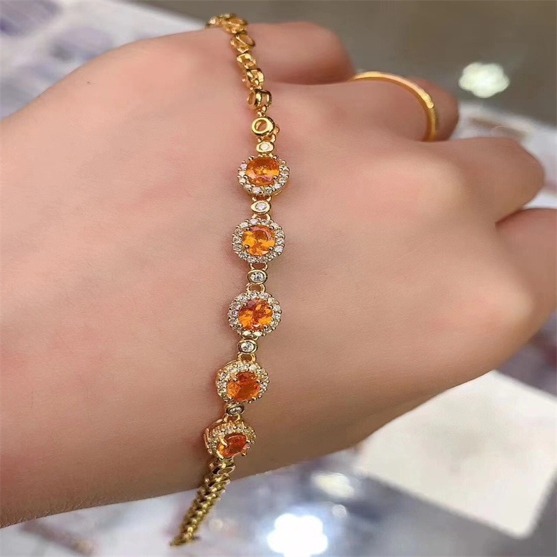 天然芬达石榴石手链925银镶嵌森系韩版轻奢小众设计款百搭手连女