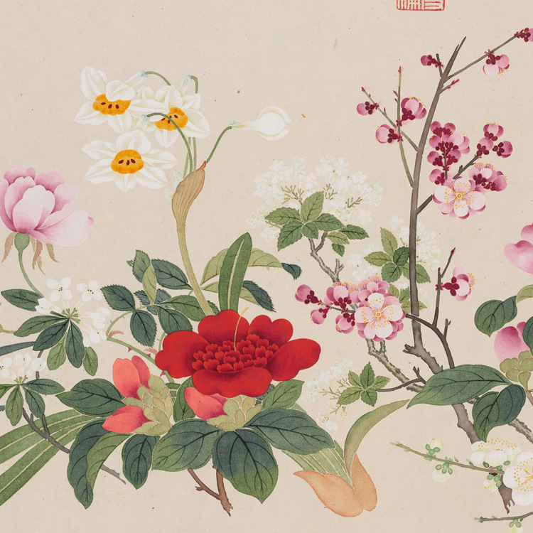 清钱维城万有同春图卷花鸟画真迹复制品名人字画手卷书画长卷礼品