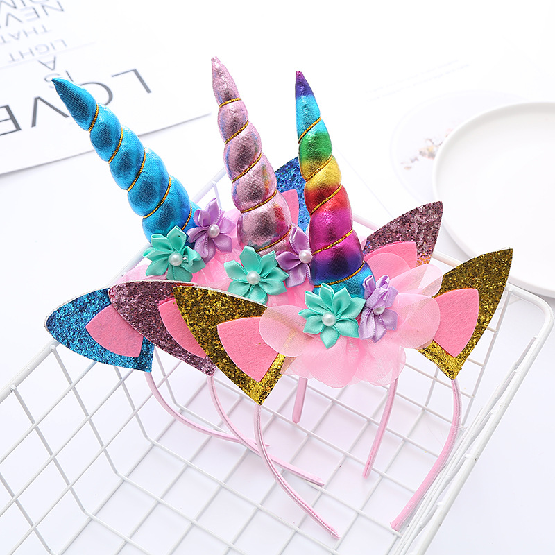 Unicorn Headband Female Cross-Border E-Commerce Spot Hair Accessories Children's Holiday Party Supplies Headband Cartoon Cute Head Buckle