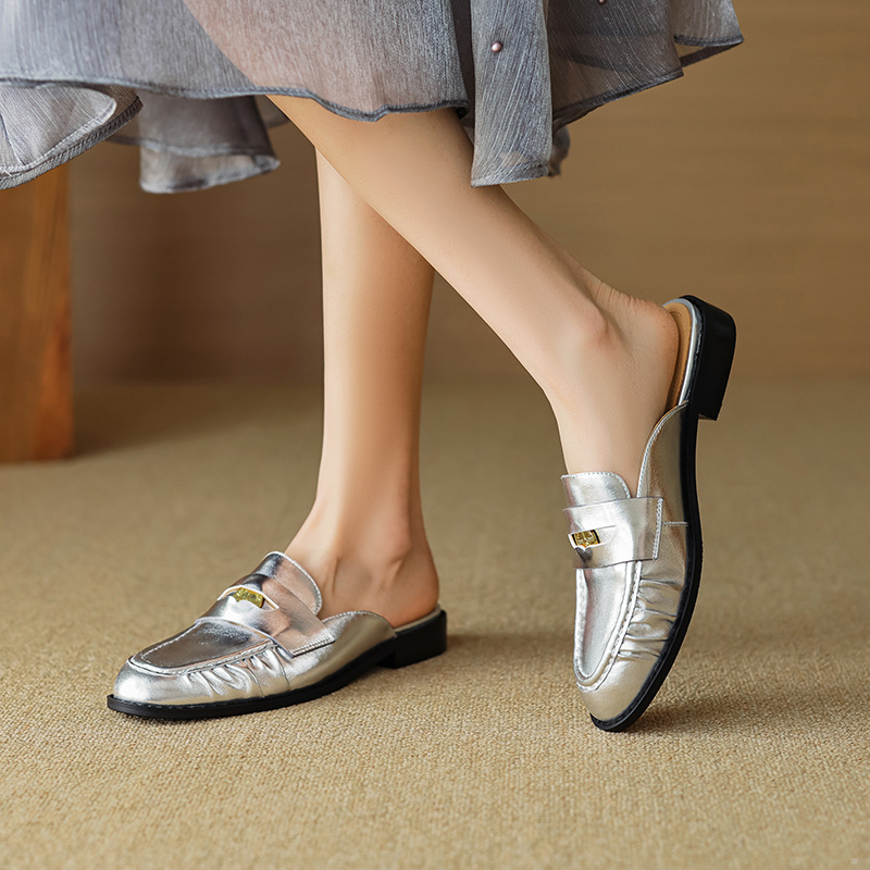 休闲女鞋春夏季新款鞋子圆头粗跟低跟鞋舒适外穿包头后空凉拖鞋女