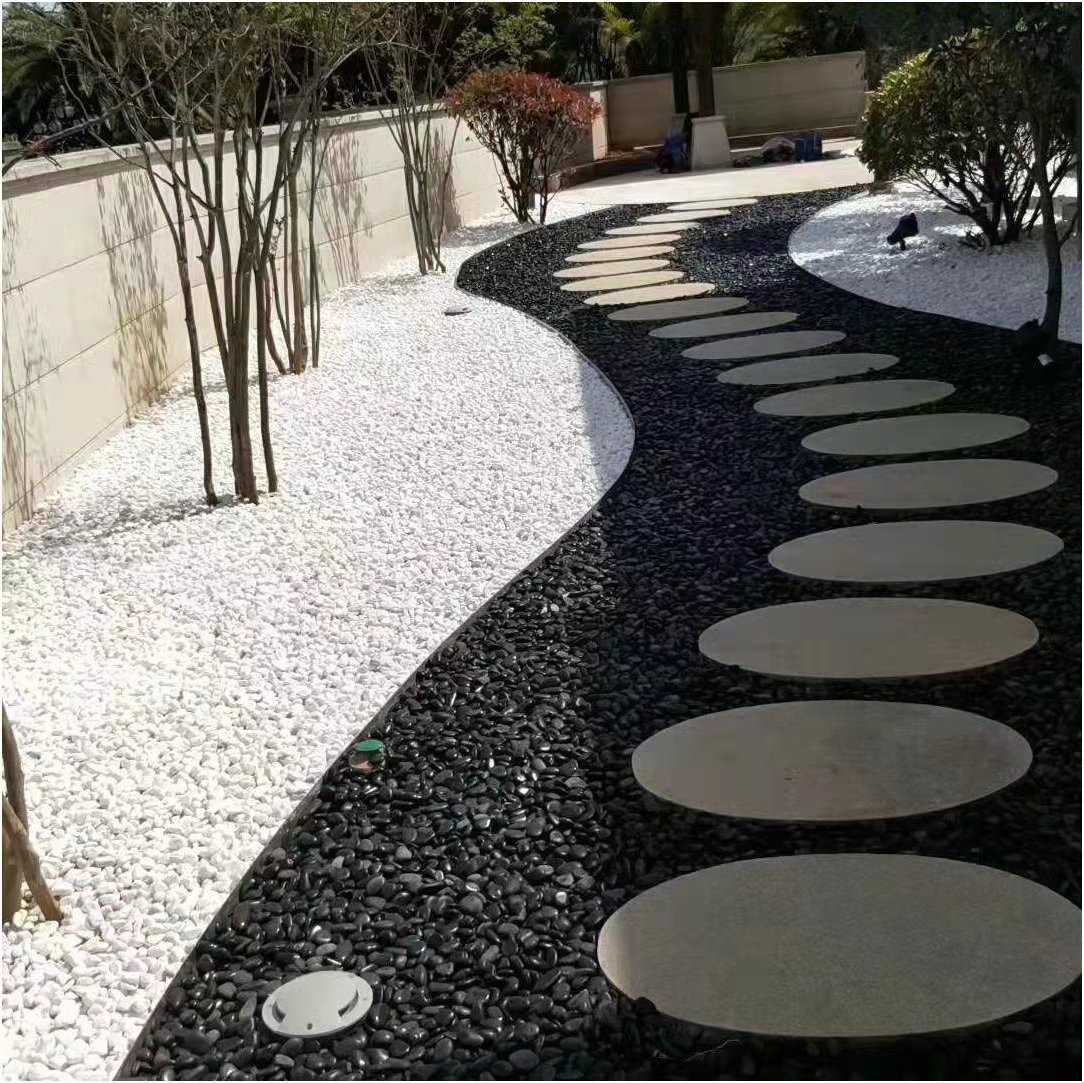 黑色砾石工程铺路黑色小石子水池垫底鹅卵石日式庭院枯山水碎石子
