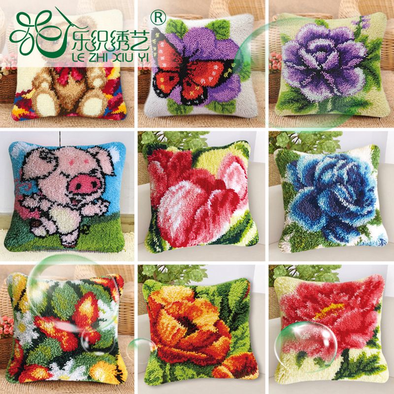 地毯绣毛线绣十字绣抱枕沙发枕手钩卡通抱枕diy材料厂家批发-阿里巴巴