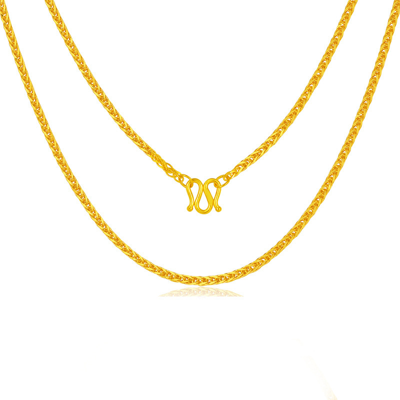 项链999足金肖邦素链子5g纯金锁骨链足金肖邦链锁骨链现货批发